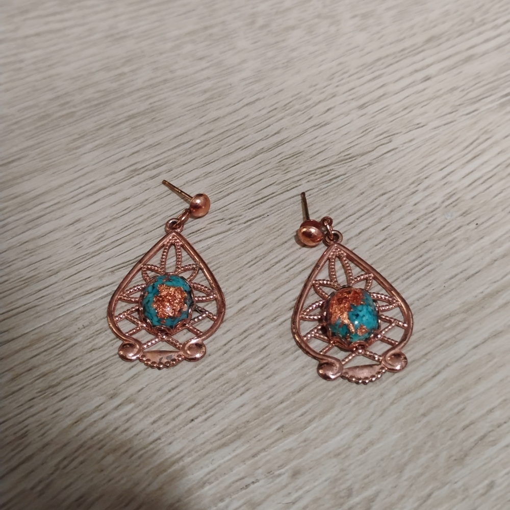 Elegant Copper and Turquoise Earrings